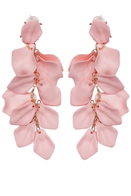 Серьги "Лепестки" розовые, матовые золотистые