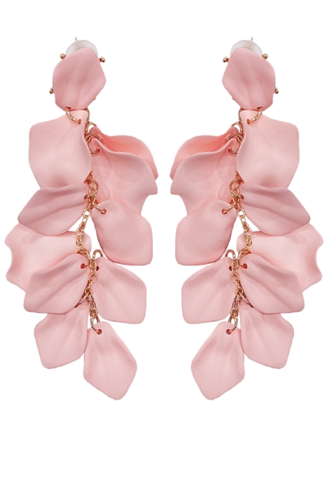 Серьги "Лепестки" розовые, матовые золотистые