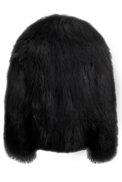 Шуба (полушубок) "Николет" черная, мех лама (натуральный), мини 60 см