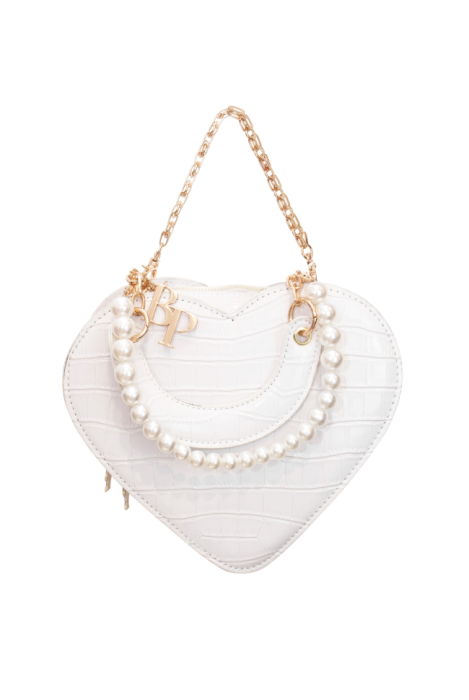 Сумка "Сердце" белая, имитация кожи крокодила