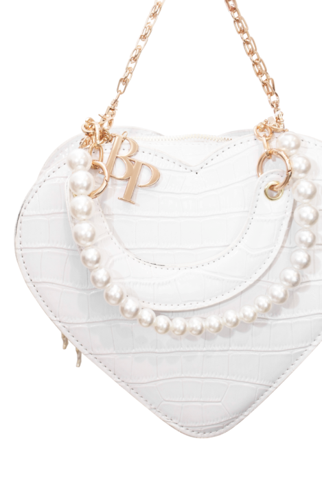 Сумка "Сердце" белая, имитация кожи крокодила