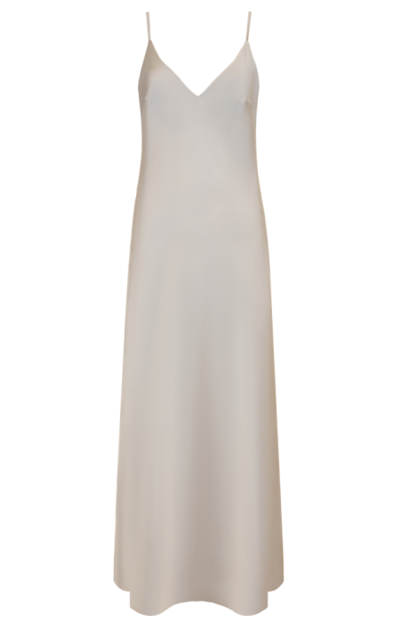 Платье - комбинация "Лолли" шелк (атлас ),макси, молочное, светло-бежевое