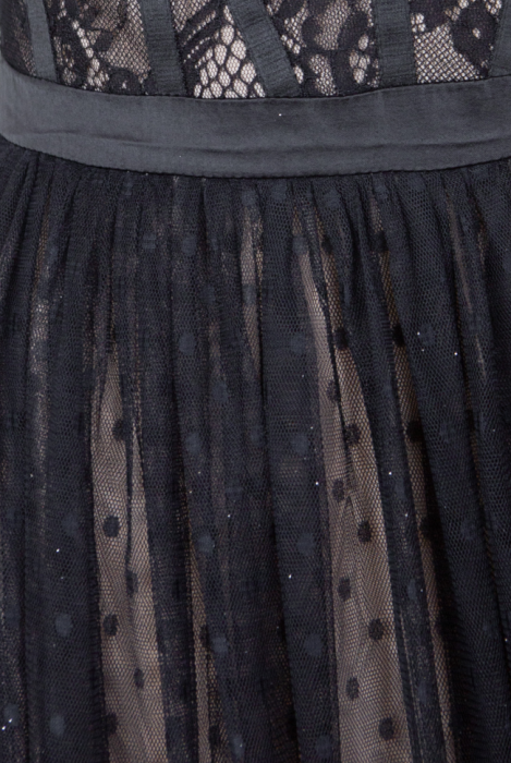 Платье "Мелиза" черное, кружево, фатин, миди