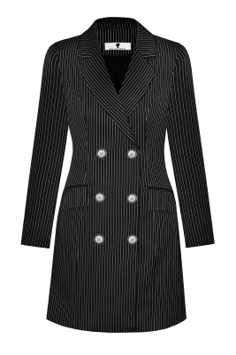 Платье-жакет "Мэйсон" черный, удлинненный, в полоску