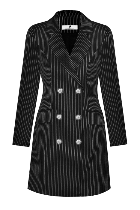 Платье-жакет "Мэйсон" черный, удлинненный, в полоску