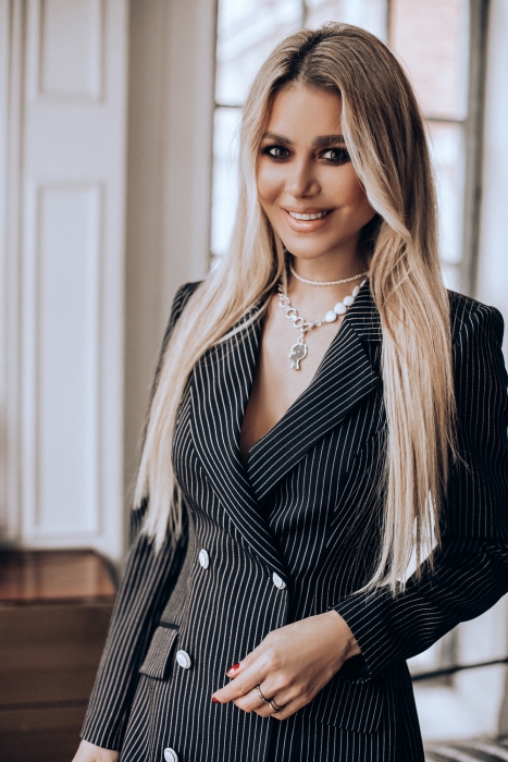 Платье-жакет "Мэйсон" черный, удлинненный, в полоску