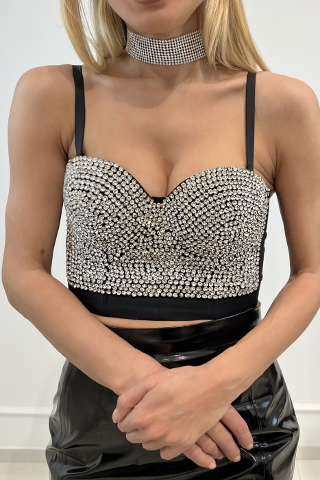 Топ - корсет "Жаннет" черный, со стразами