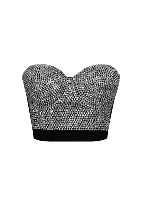 Топ - корсет "Жаннет" черный, со стразами