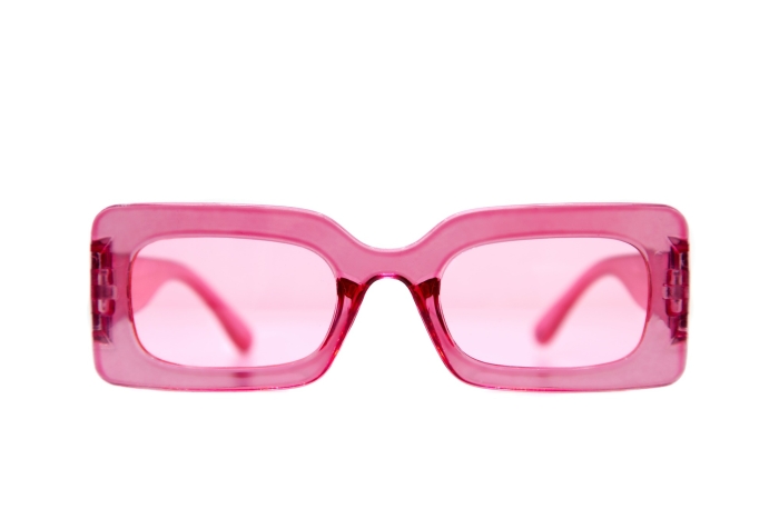 Очки "Барби" розовые, прозрачные, солнцезащитные + чехол эко-кожа
