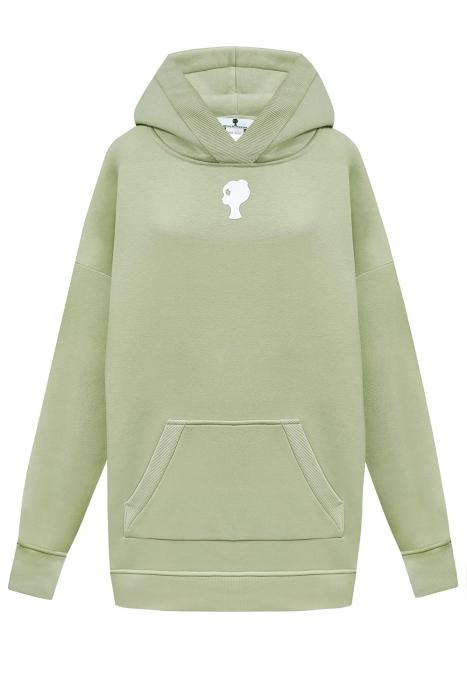 Худи "Эстьен" оливковый, с карманом кенгуру, удлиненное