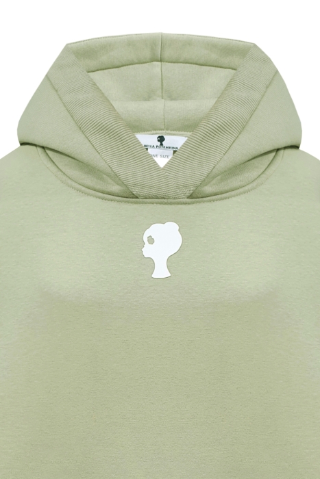 Худи "Эстьен" оливковый, с карманом кенгуру, удлиненное
