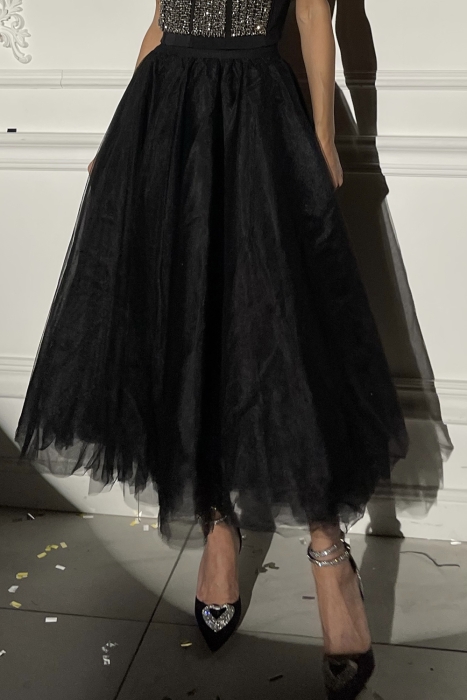 Юбка - пачка "Ирис" черная, фатин, пышная (80 см)