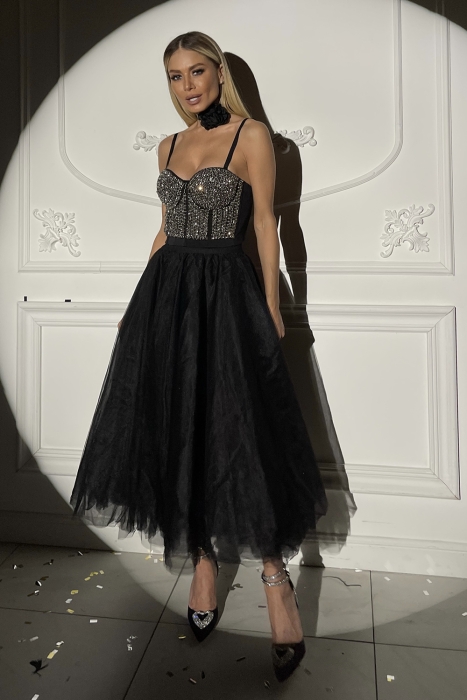 Юбка - пачка "Ирис" черная, фатин, пышная (80 см)