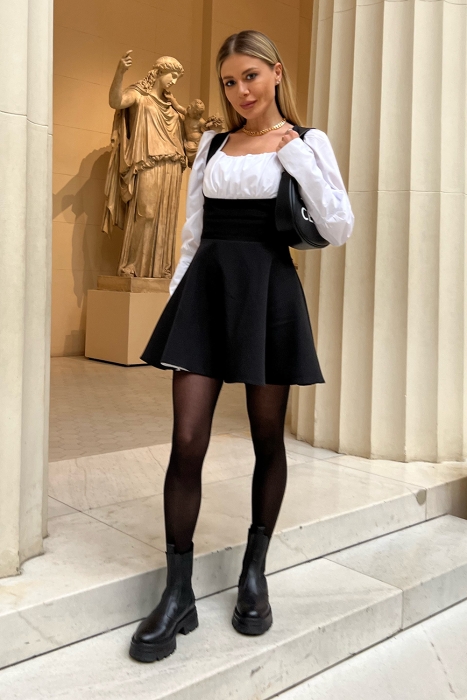 Комплект "Адель" черно-белый, платье + сарафан