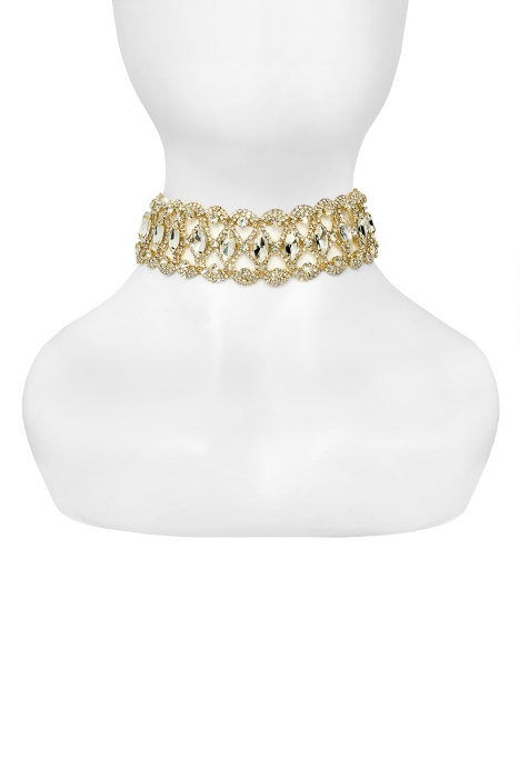 Чокер - колье серебристый, 3-х рядный, из металла и камней