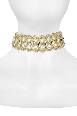 Чокер - колье серебристый, 3-х рядный, из металла и камней