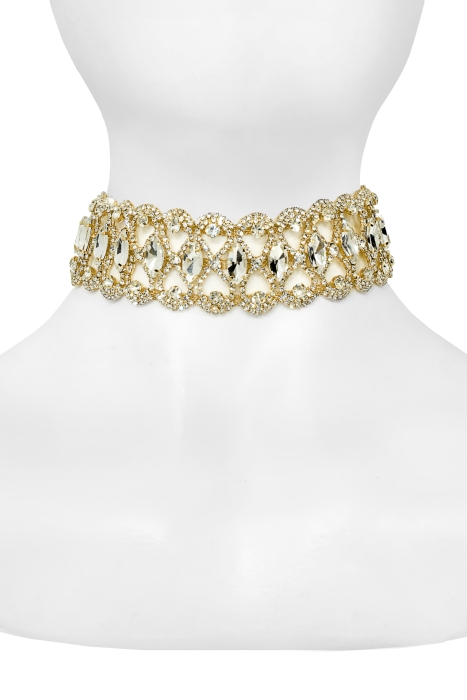 Чокер - колье серебристый, 3-х рядный, из металла и камней