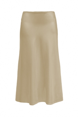 Юбка "атлас" эко-шелк плотный, бежевая (длина 80 см)
