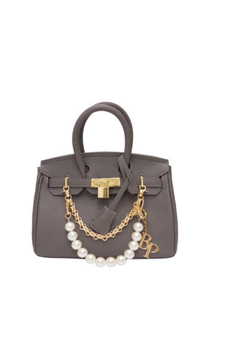 Сумка-тоут "Джейн" серо-бежевая, какао, нюдовая, зернистая эко-кожа, макси