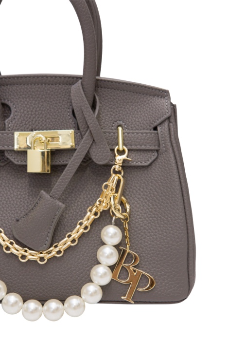 Сумка-тоут "Джейн" серо-бежевая, какао, нюдовая, зернистая эко-кожа, макси