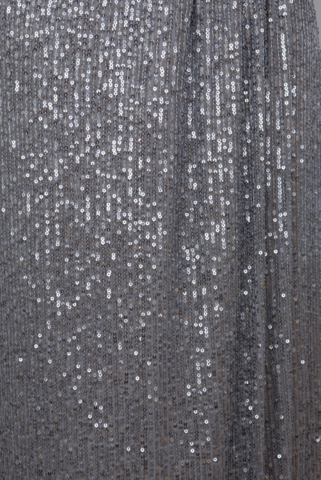 Платье "Сисиль", макси, графит, тёмное серебро, на запах + пояс из жемчуга