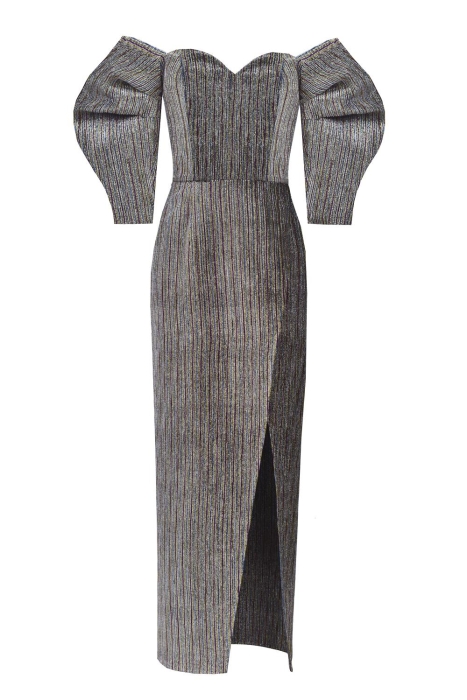 Платье "Эльзи" серебристое, плиссе