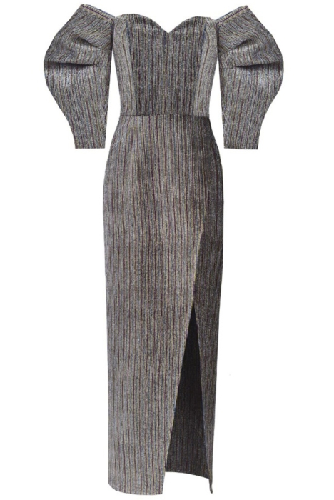 Платье "Эльзи" серебристое, плиссе