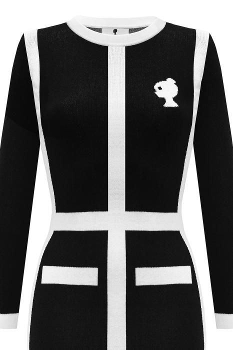 Платье "Лайза" черное с белым, вязаное