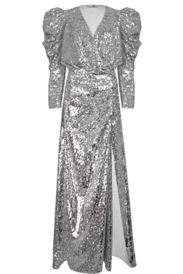 Платье "Палео" серебристое, пайетки, макси