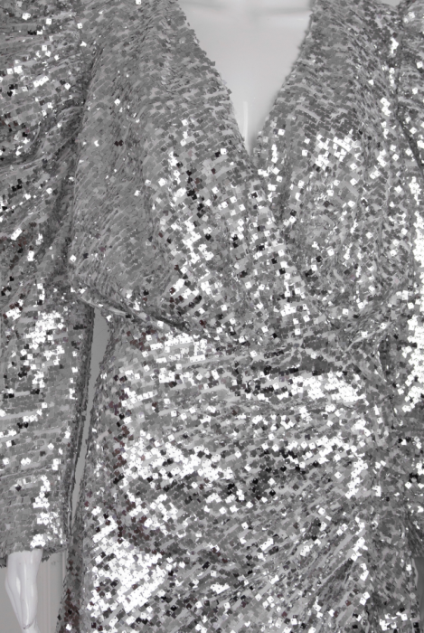 Платье "Палео" серебристое, пайетки, макси