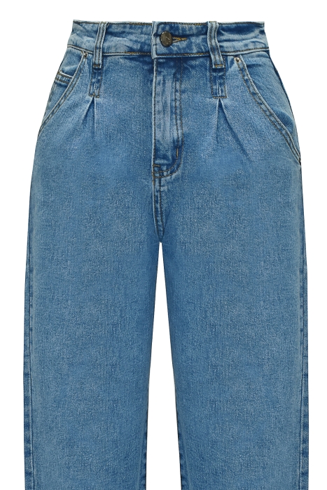 Джинсы 'Атланта" голубые, стиль "мом", стрейч, высокая талия