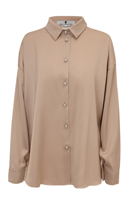 Блуза - рубашка "Дэрил" нюдовая, атлас (шелк)