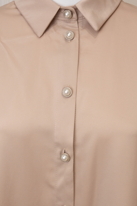Блуза - рубашка "Дэрил" нюдовая, атлас (шелк)