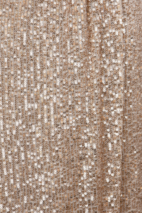 Платье "Сисиль", макси, персиковое, золотистое, на запах + пояс из жемчуга