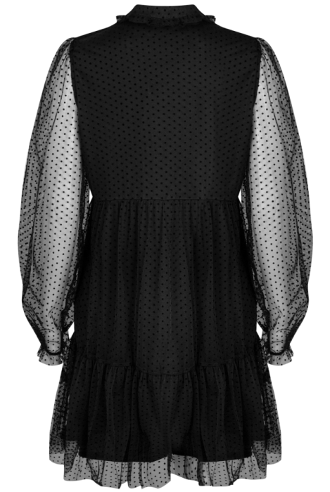 Платье "Нэлор" черное, фатин в горошек, А-силуэт, мини