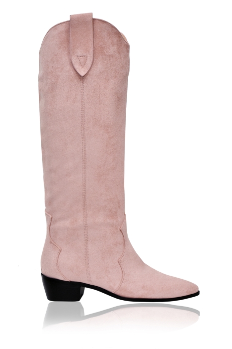 Сапоги "казаки" пудровые (нежно-розовые), эко-заиша