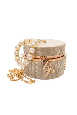 Сумка-клатч "Кэйа", цилиндр из страз, серебро