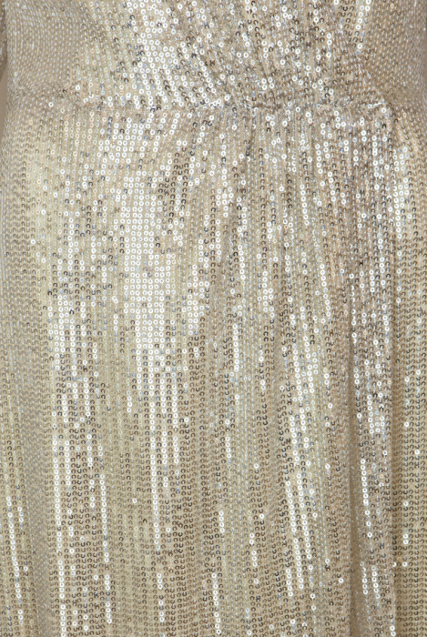 Платье "Сисиль", макси, светлое золотистое, на запах + пояс из жемчуга