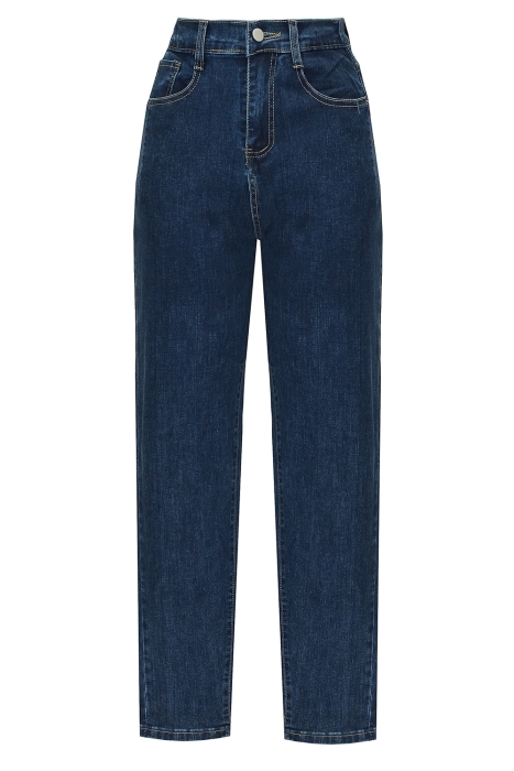Джинсы "Бостон" синие прямые, стрейч, на резинке, высокая талия