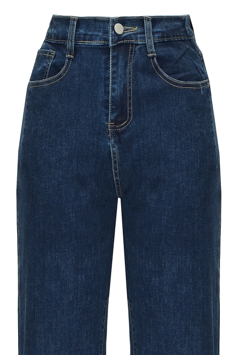 Джинсы "Бостон" синие прямые, стрейч, на резинке, высокая талия