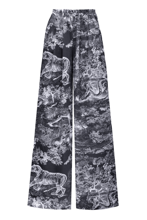 Костюм - пижама "Паскаль" серый, эко-шелк, белый принт "прованс"