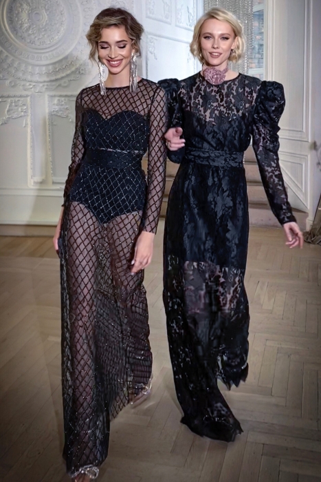 Платье "Мерьем" черное, кружево, с комбинацией