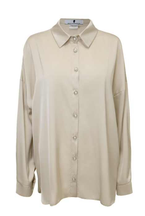 Блуза - рубашка "Дэрил" бежевая, атлас (шелк)