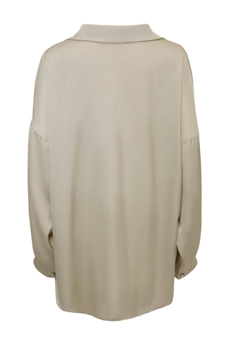 Блуза - рубашка "Дэрил" бежевая, атлас (шелк)