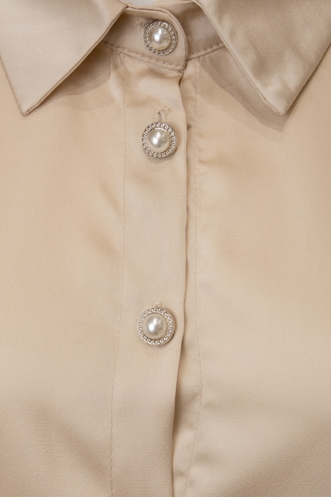 Блуза - рубашка "Дэрил" бежевая, атлас (шелк)