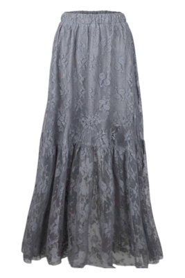 Юбка "Мэлоу" серая, кружево, с воланом (100 см)