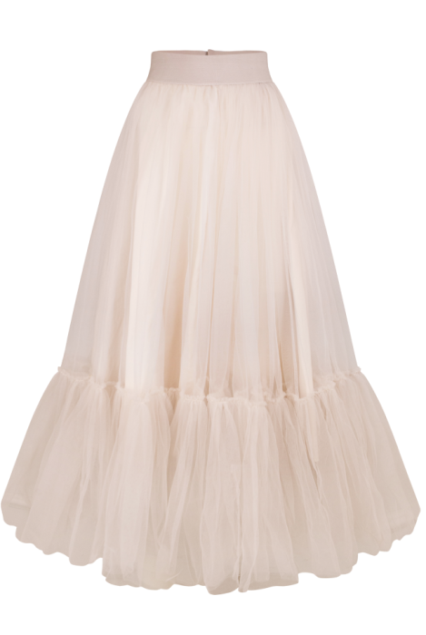 Юбка "Милен" нюдовая, с воланом, фатин, макси