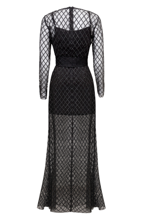 Платье "София" черное, фатин, ромбы 