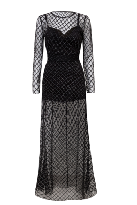 Платье "София" черное, фатин, ромбы 