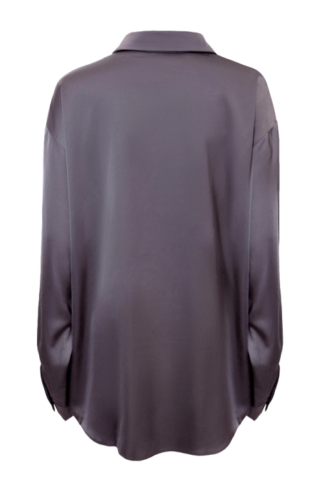 Блуза - рубашка "Дэрил" фиолетовая, атлас (шелк)